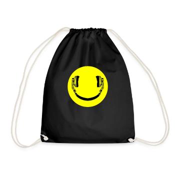 Les amateurs de musique émoticône casque Smilie - Sac de sport léger - noir - Devant