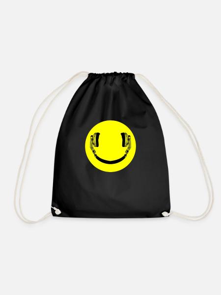 Smilie Kopfhörer Emoticon Musik Liebhaber - Turnbeutel - Schwarz
