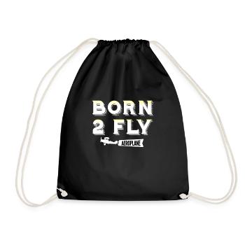 Pilot Geschenk Produkt Flying Airplane Aviation - Turnbeutel - Schwarz - Vorne