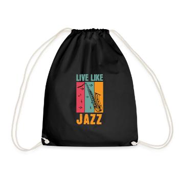 Cooles Vintages Jazz-Saxophon leben wie Jazz-Jazzgeschenk - Turnbeutel - Schwarz - Vorne