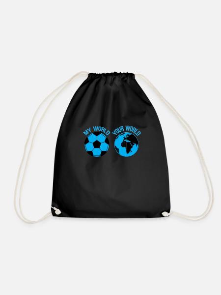 Funny saying MyWorld Your World football - Drawstring Bag - black