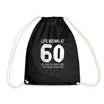 60th birthday 60 years old 60th party gift 196th - Drawstring Bag - black - Front