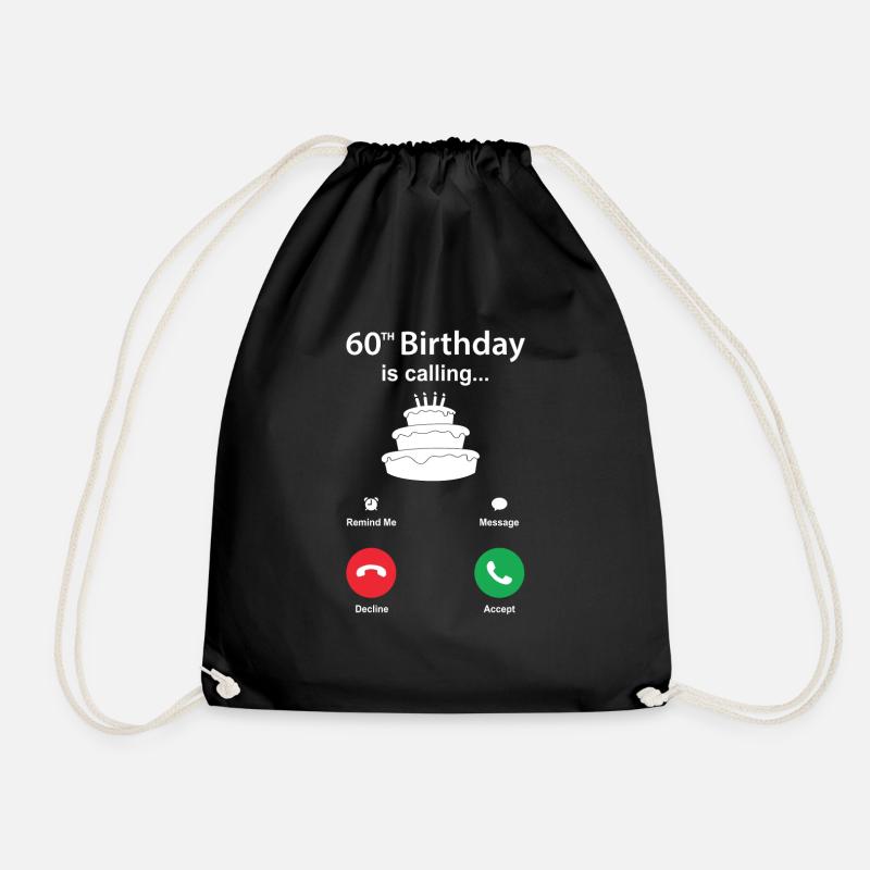 60th birthday - Drawstring Bag - black