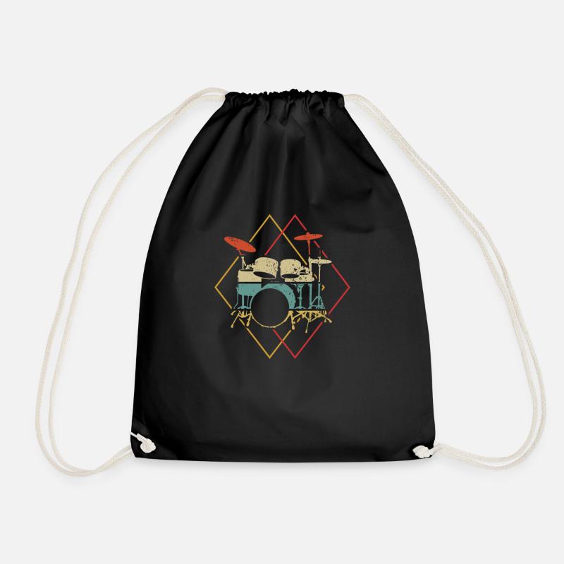 Drums drummer drummer gift - Drawstring Bag - black