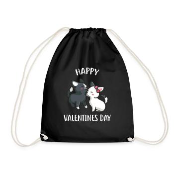Dogs valentines day gift dog lover daughter - Drawstring Bag - black - Front