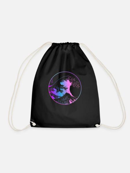 KANAGAWA VAPORWAVE - Drawstring Bag - black