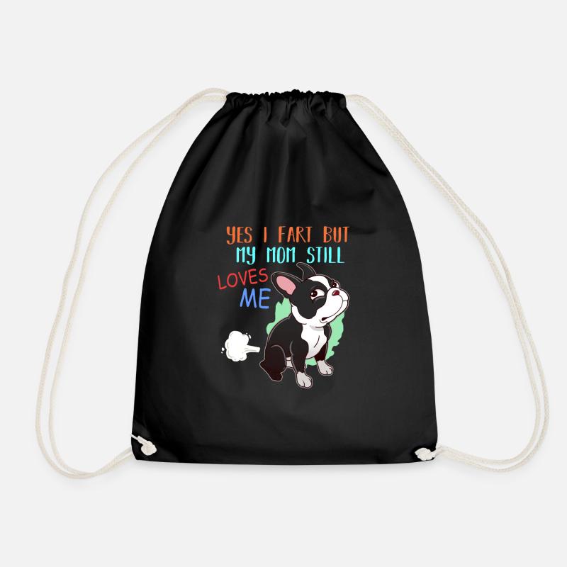 Womens Boston Terrier Fart Gift Boston Terrier - Drawstring Bag - black