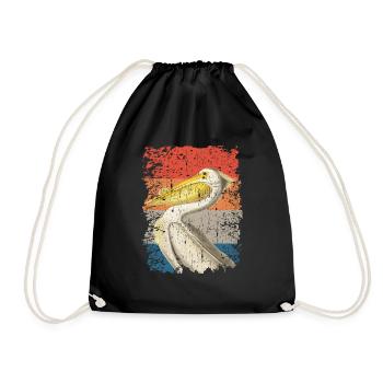 Pelican vintage retro gift - Drawstring Bag - black - Front