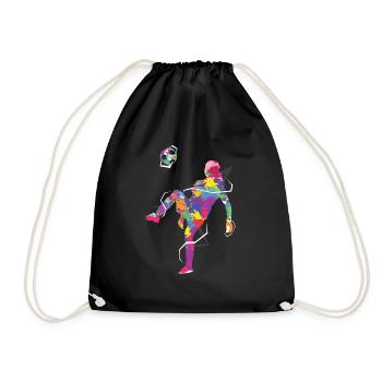 Women's soccer footballer - Drawstring Bag - black - Front