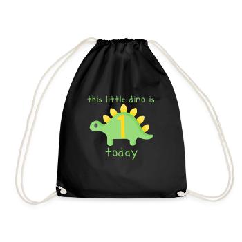 1st birthday Dino - Drawstring Bag - black - Front
