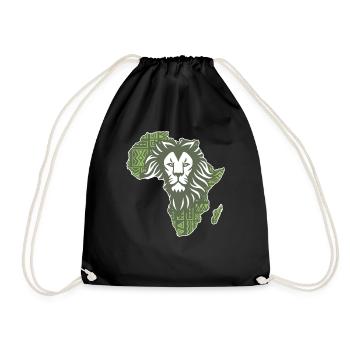 Roar Africa Map Lion Face Reggae Rasta Gift Design - Drawstring Bag - black - Front