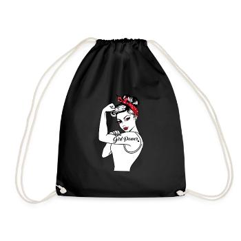 Girl Power GRL PWR pin-up rockabilly rétro - Sac de sport léger - noir - Devant