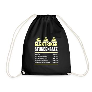 Elektriker Stundensatz Stundenlohn - Turnbeutel - Schwarz - Vorne