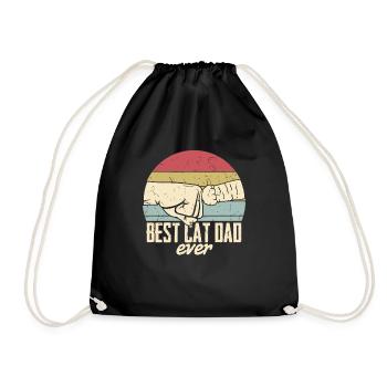Best cat dad ever - Drawstring Bag - black - Front
