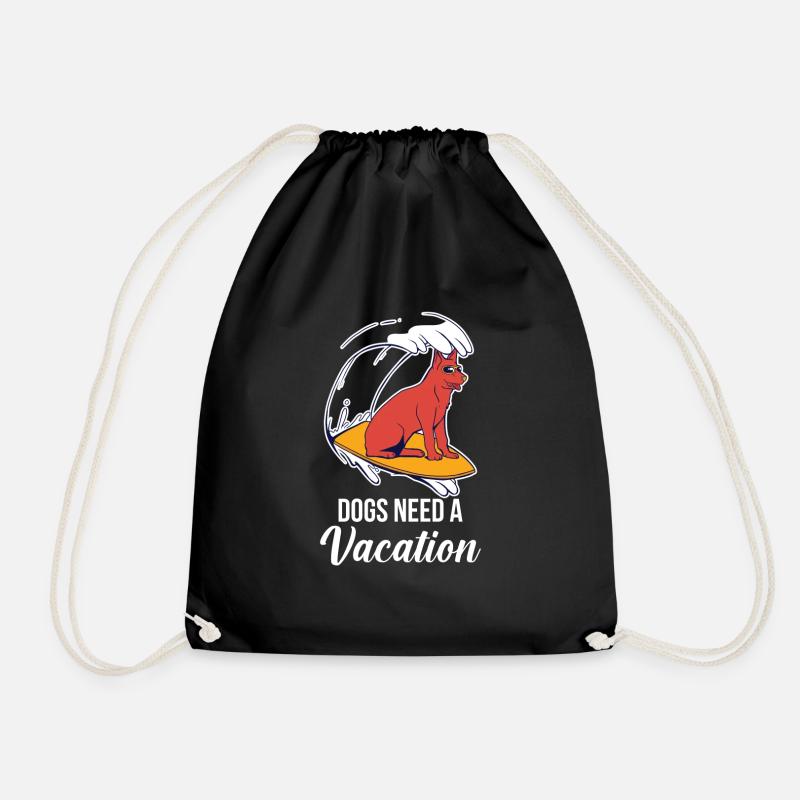 Dog holidays, vacation with dog, dog needs vacation - Drawstring Bag - black