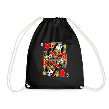 Heart lady playing card - Drawstring Bag - black - Front