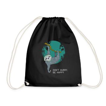 sloth slow slow lazy teenager sleeping tired - Drawstring Bag - black - Front