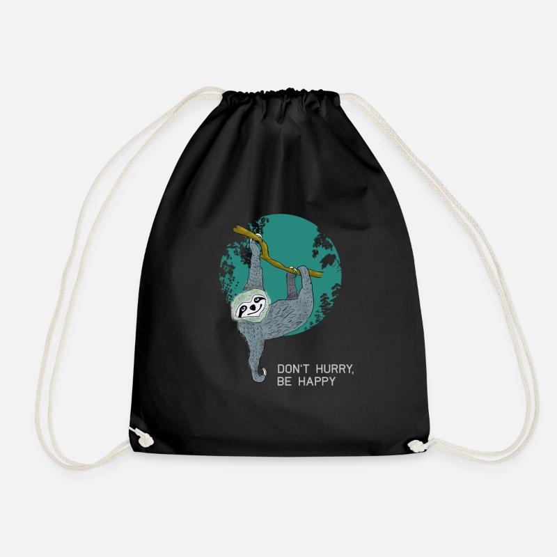 sloth slow slow lazy teenager sleeping tired - Drawstring Bag - black