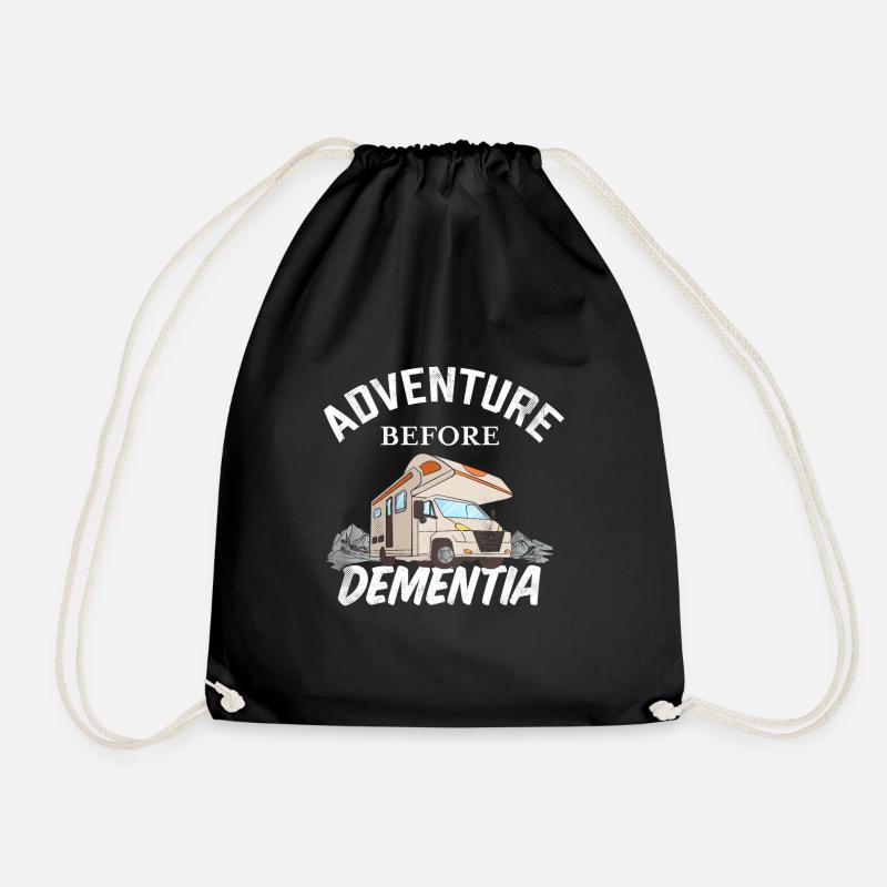 Adventure before Dementia Funny Motorhome Gift - Drawstring Bag - black