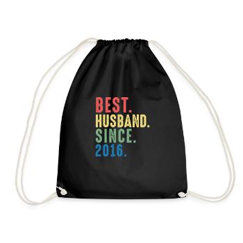 Best. Husband. Since. 2016 3rd Wedding - Drawstring Bag - black - Front