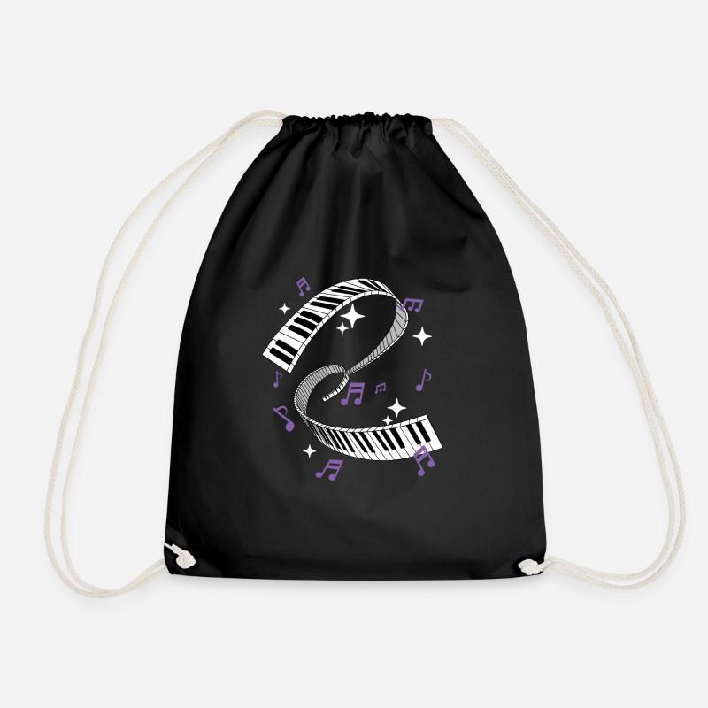 Awesome Piano Player Gift Print Piano Keyboard - Drawstring Bag - black