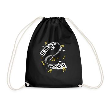 Joueur de piano cadeau impression piano clavier musique - Sac de sport léger - noir - Devant