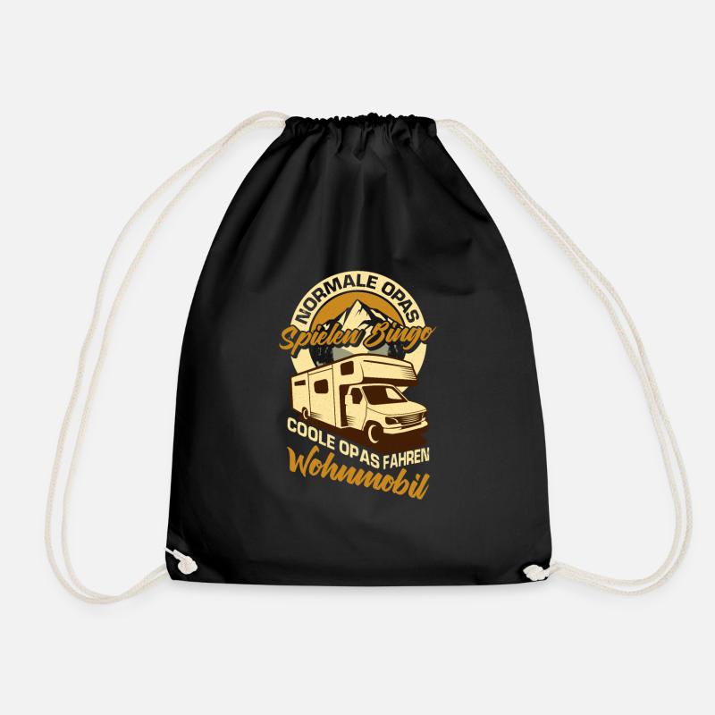 Camper Camping Wohnwagen Campingplatz Opa Geschenk - Turnbeutel - Schwarz