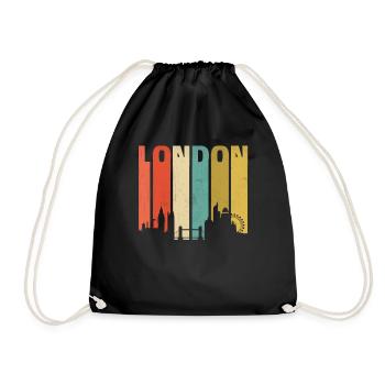 Vintage London Souvenir - Retro Stripes London - Drawstring Bag - black - Front