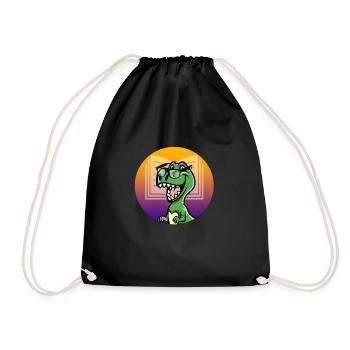T-Rex Dino Dinosaur cute dino glasses - Drawstring Bag - black - Front