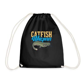 Angeln Angler Motiv - Catfish Whisperer - Turnbeutel - Schwarz - Vorne