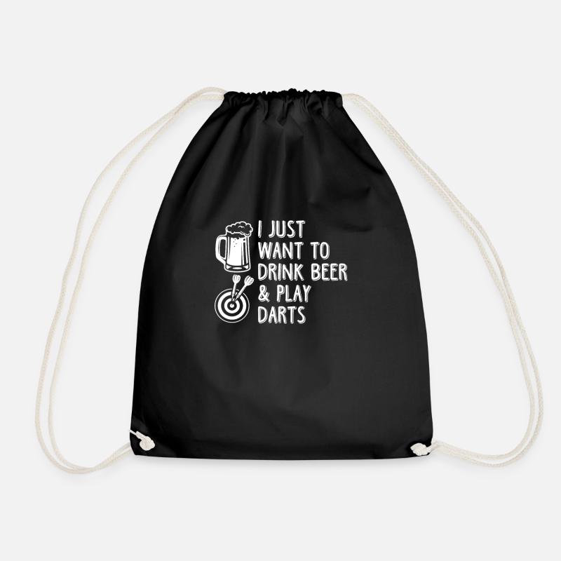 Darts and Beer - Drawstring Bag - black
