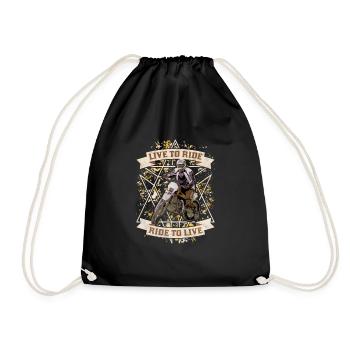 motorcycle - Drawstring Bag - black - Front