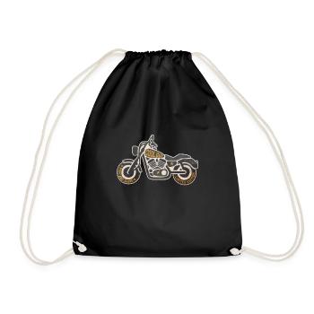 motorcycle - Drawstring Bag - black - Front