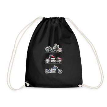 motorcycle - Drawstring Bag - black - Front