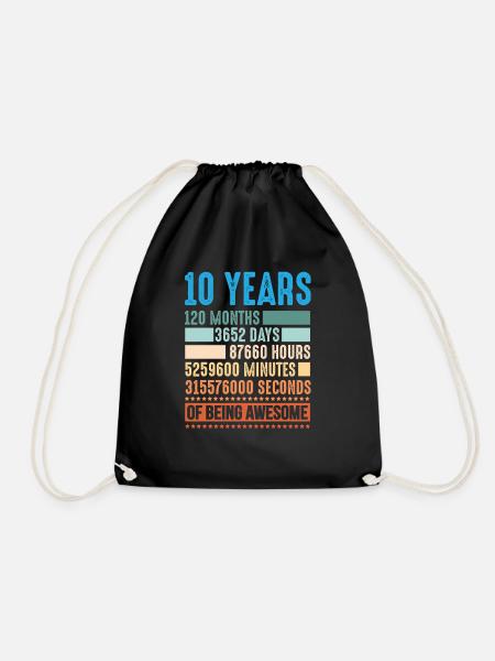10 years 120 months 10 year old shirt - Drawstring Bag - black