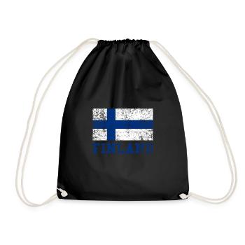 Finland flag - Drawstring Bag - black - Front