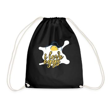 I Love Eggs - Un œuf au plat avec une inscription. - Sac de sport léger - noir - Devant