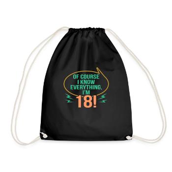 18th birthday - Drawstring Bag - black - Front