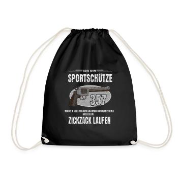 Sportschütze Spruch lustige witzige Spruch - Turnbeutel - Schwarz - Vorne