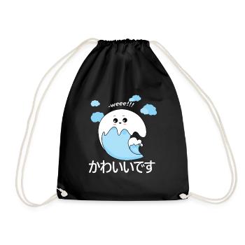 La vague kawaii - Sac de sport léger - noir - Devant