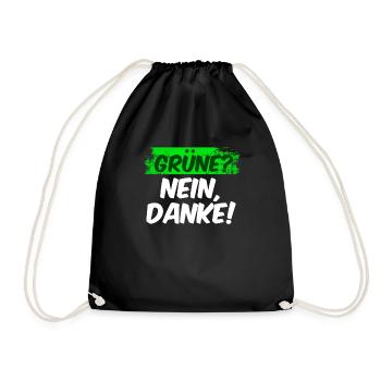 Grüne? Nein Danke! - Turnbeutel - Schwarz - Vorne