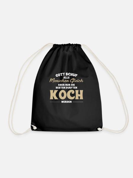 Gott schuf Menschen aber nur durften Koch werden - Turnbeutel - Schwarz