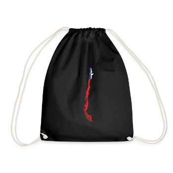 Republic of Chile South America map Chilean flag - Drawstring Bag - black - Front