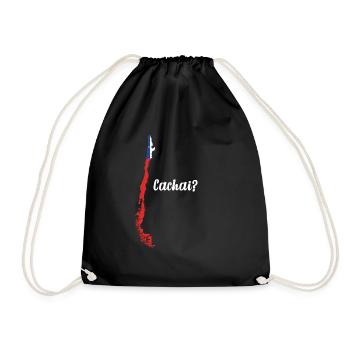 Chile Cachai South America map Chilean flag - Drawstring Bag - black - Front