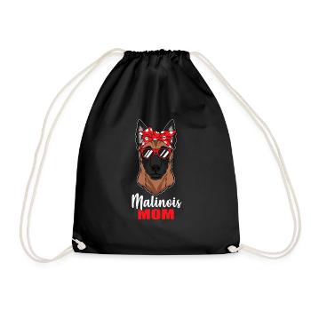 Cool Malinois Dog Mom Dog Lover Pet Gift - Drawstring Bag - black - Front