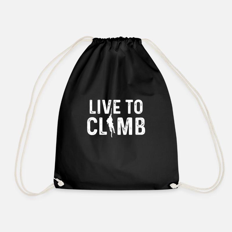 Live To Climb Boulder Rock Climbing Alps Adventure - Drawstring Bag - black