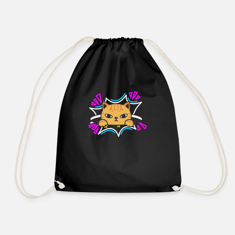 Katze 90er - Turnbeutel - Schwarz