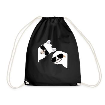 Alpaca laughs with sloth Sloth - Drawstring Bag - black - Front
