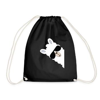 Lama laughs gift for women, men, kids - Drawstring Bag - black - Front