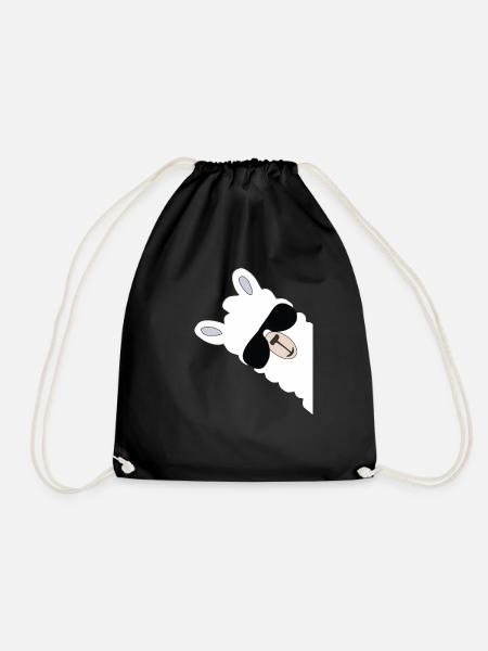 Lama lacht Geschenk für Frauen, Männer, Kinder - Turnbeutel - Schwarz